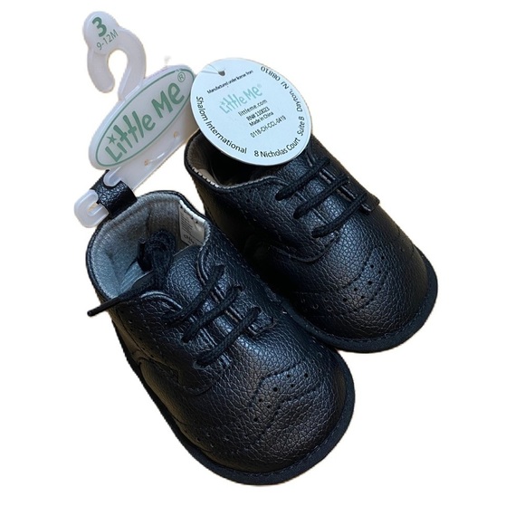 Little Me Oxford Dress Crib Shoes NWT Black Sz 3 - Picture 1 of 4